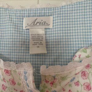 Aria Blue and Pink Floral Gingham Nightgown